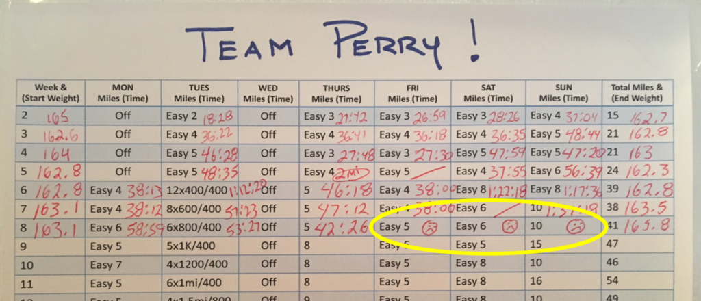 Perry Sasnett-Hansons Marathon Method-Week 8 Training Stats